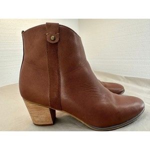 GH Bass Women's Nina Boots Cognac Brown Leather Boho Block Heel Western.Size 9 M